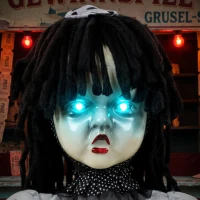 HOMCOM Animated Halloween Girl Riding Horse, Halloween Animatronics with Creepy Rhymes, Glowing Eyes, Sound/Touch Activated(m-10)