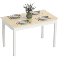 HOMCOM Mesa para 4-6 Personas para Comedor Cocina Salón de Melamina de Madera de Estilo Moderno 119x70x75 cm Roble y Blanco(m-1)