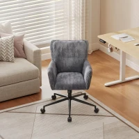 DEVAISE Vanity Chair with Silent Wheels, Height Adjustable Swivel Corduroy Chair for Dressing Table, Easy Assembly Ideal for Home Bedroom and Living Room, Charcoal Grey(m-1)