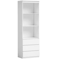HOMCOM Bibliothèque haute de 180 cm avec 3 étagères et 3 tiroirs 60 x 35 x 180 cm en bois blanc(m-1)