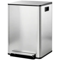 HOMCOM Mülleimer mit 2x30L Fächern, Soft-Close-Deckel, Fingerabdrucksicher, Edelstahl, Silber(m-12)