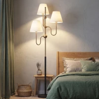 HOMCOM Floor Lamp, 165 cm Tall Standing Lamp with 3 Light and Foot Switch for Living Room, Bedroom, Bedside, Office, E27 Base Without Bulb (40W Max)(m-10)