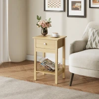 WLIVE Wooden Bedside Table, Nightstand with Shelf Drawer, Wooden Side Sofa Tables, for Small Spaces, End Tables for Living Room, Bedroom (1, Oak)(m-7)