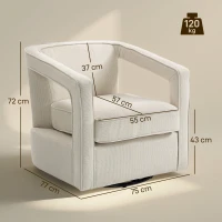 HOMCOM Sessel Wohnzimmer 360° drehbar Loungesessel Relaxsessel mit einteilig Rückenlehne und Armlehnen 77 x 75 x 72 cm Beige(m-3)