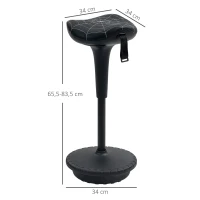 Vinsetto Bürohocker mit Schwenkfunktion, ergonomischer Hocker, höhenverstellbar 65,5-83,5 cm 120° neigbar Schwarz(m-3)