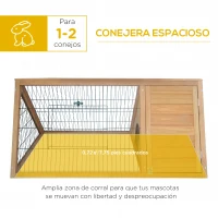 PawHut Jaula para Conejos 116x62,2x52,5 cm en Forma de Triangular con Puertas y Rejilla Metálica Madera Natural(m-4)