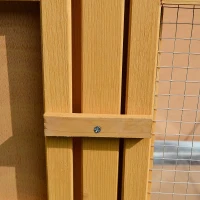PawHut Hasenstall Kaninchenstall aus Holz mit aufklappbarem Dach, 2 Türen, auslaufsicherer Schale, 115x44,3x65 cm Hellgelb(m-8)