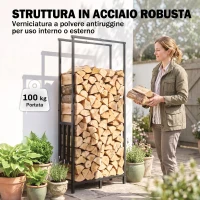Outsunny Portalegna per Interni ed Esterni con Larghezza e Altezza Regolabili, Base Rialzata, in Acciaio, Nero(m-5)