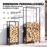Outsunny Portalegna per Interni ed Esterni con Larghezza e Altezza Regolabili, Base Rialzata, in Acciaio, Nero(m-4)