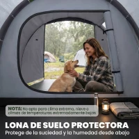 Outsunny Tienda de Campaña Familiar 2 Personas Plegable Impermeable a Prueba de UV 20+ con Vestíbulo 426x206x154 cm Gris Oscuro(m-7)