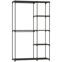 HOMCOM Stoffschrank Kleiderschrank mit Kleiderstange, Ablagen, für Schlafzimmer, Ankleidezimmer, 111 x 43 x 185 cm, Schwarz