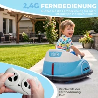 AIYAPLAY Autoscooter, 360° Rotation, 2 km/h Geschwindigkeit, Sicherheitsgurt, LED-Lichter, Musik und Hupe, Blau(m-6)