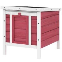 PawHut Conejera de Madera Exterior Jaula Caseta para Roedores Mascotas Pequeñas con Techo Asfáltico Se Puede Abrir y Rampa Antideslizante 42x51x43 cm Rojo(m-12)