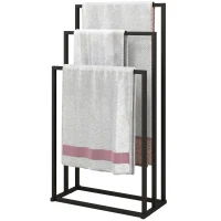 HOMCOM Handtuchhalter Stehend Handtuchständer mit 3 Stangen, Handtuchleiter aus Stahl 45 x 21,5 x 85 cm(m-11)