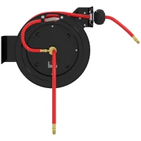 HOMCOM Wandmontierte Gartenschlauchrolle, automatisches Zurückziehen, 20 bar Wasserdruck, 15+1 m Wasserschlauch, Metall(m-11)