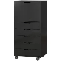 HOMCOM Mueble Archivador para Impresora con 5 Cajones y Ruedas 48x40x100 cm Negro(m-11)