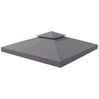 Outsunny Acoperiș de Rezervă pentru Foișor 3x3m cu Design pe Două Niveluri, Rezistent la Razele UV, Gri Închis(m-11)