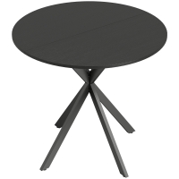 HOMCOM Runder Küchentisch, 80 cm, kompakte Tischplatte, Spanplatte, Metall, Schwarz