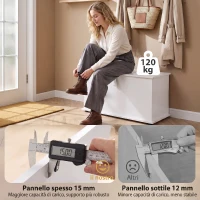 HOMCOM Cassapanca contenitore con coperchio di sicurezza, bianco(m-6)