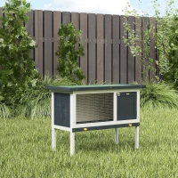 PawHut Clapier sur pied cage à lapin avec niche intérieur toit ouvrant porte verrouillable 90 x 45 x 65 cm gris foncé blanc(m-8)