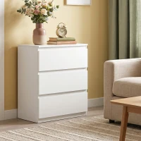 HOMCOM Kommode mit 3 Schubladen, Moderne Aufbewahrungsmöbel für das Schlafzimmer, Weiß(m-8)
