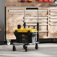 HOMCOM Faltbarer Handwagen, 150 kg Belastbarkeit, erweiterbare Fläche, höhenverstellbarer Griff, für Kisten, Metall, Schwarz(m-10)