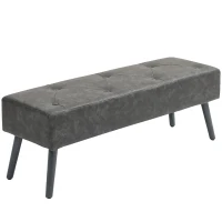 HOMCOM Banco de Pie de Cama Banqueta de dormitorio con Patas de Madera y Asiento Acolchado 114x38x42 cm Gris(m-1)
