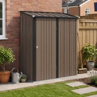 Outsunny 5.3 x 3.1ft Corrugated Steel Garden Shed - Brown(m-2)