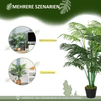 Outsunny Künstliche Palme 125cm Groß Kunstpflanze mit 18 Palmenwedel im Topf für Wohnzimmer Balkon(m-4)