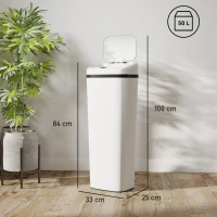 HOMCOM Coș de gunoi cu senzor infraroșu, 50L, 2 moduri de deschidere, suprafață antiamprentă, alb(m-3)