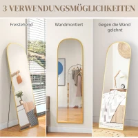 HOMCOM Standspiegel Ganzkörperspiegel großer Spiegel, modernes Design, 50 cm x 1,5 cm x 161,5 cm, Gold(m-7)