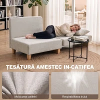 HOMCOM Fotoliu Pat 2 în 1 pentru O Persoană, Pliabil, cu 2 Perne, Economisire Spațiu, Țesătură Efect In și Catifea, Crem(m-7)