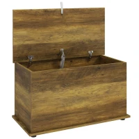 HOMCOM Baú de Arrumação, Banco de Arrumação com Tampa Articulada e Dobradiças de Segurança, 80 x 40 x 45 cm, Castanho(m-1)