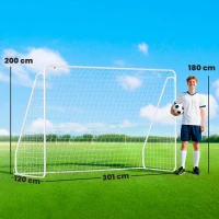 HOMCOM Fußballtor für Spiele & Training, UV-beständig, robust, Bodenverankerungen, Weiß(m-3)