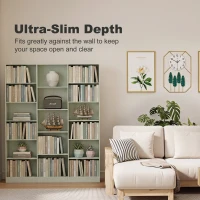 HOMCOM Bookcase with Open Storage, 6-Tier Bookshelf with Anti-Tipping Hardware, Light Green(m-6)