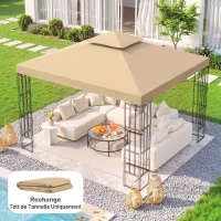 Outsunny Tetto di Ricambio per Gazebo 3x3m a 2 Livelli e Resistente ai Raggi UV, Beige(m-2)
