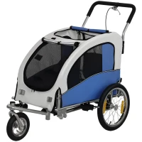 PawHut 2-in-1 Hundeanhänger für Fahrrad Faltbarer Hundebuggy für kleine & mittelgroße Hunde bis 20 kg, Hellgrau(m-11)