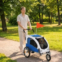 PawHut 2-in-1 Hundeanhänger für Fahrrad Faltbarer Hundebuggy für kleine & mittelgroße Hunde bis 20 kg, Hellgrau(m-9)
