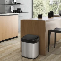 HOMCOM Sensor Mülleimer 20L Edelstahl Automatischer Mülleimer mit Bewegungssensor, Inneneimer 33 x 25 x 42,5 cm Silber+Schwarz(m-2)