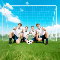 HOMCOM Fußballtor für Spiele & Training, UV-beständig, robust, Bodenverankerungen, Weiß(m-7)