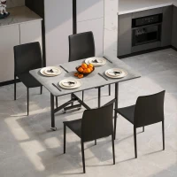 HOMCOM Esstisch für 4-6 Personen, Klapptisch mit Rollen, Stahlgestell, 52,5-120 x 80 x 73 cm, Grau(m-2)