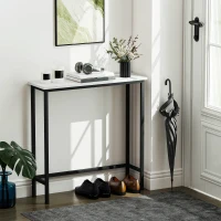HOMCOM Konsolentisch Flurtisch mit verstellbar Fußpads, Kippschutz 75 x 24 x 76 cm für Kleinen Raum Schwarz(m-2)
