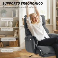 HOMCOM Sedia da Ufficio Girevole Reclinabile a 3 Livelli con Doppia Imbottitura, Poggiapiedi, in Flanella, Grigio Scuro(m-5)