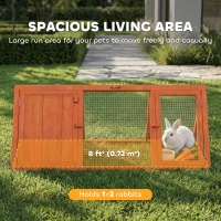 PawHut Rabbit Hutch, Wooden Guinea Pig Hutch with Run and Doors, Outdoor Triangle Bunny House for Rabbits,Duck and Chicken(m-4)