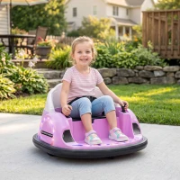AIYAPLAY Autoscooter, 360° Rotation, 2 km/h Geschwindigkeit, Sicherheitsgurt, LED-Lichter, Musik und Hupe, Rosa(m-10)