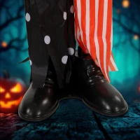 HOMCOM Animated Clown Halloween Decoration, Scary Halloween Animatronics Decor with Sound Touch Activated(m-12)