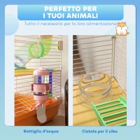 PawHut Gabbia per Criceti a 5 Livelli con Tubi, Ruota, Scale, Casetta e Bottiglia, 46x30x58 cm, Arancione(m-5)