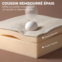 HOMCOM Canapé Convertible 2 Places, Canapé-Lit 3 en 1 Chenille 103cm, Dossier Réglable, 2 Oreillers, Accoudoirs en Bois, Crème(m-7)