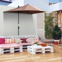 Outsunny Parasol de Terraza 200x190x240 cm con Manivela Poste de Acero y Base Cruzada Anti-UV para Terraza Balcón Café(m-10)