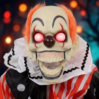 HOMCOM Animated Clown Halloween Decoration, Scary Halloween Animatronics Decor with Sound Touch Activated(m-10)